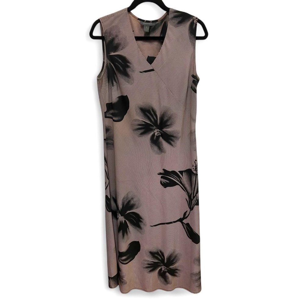 MANTLES‎ Black and White Patterned Bias Midi Dress size 10